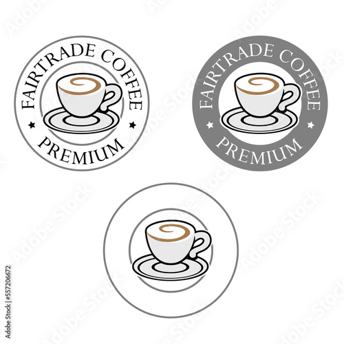 Colorful Round Swirly Coffee Cup Icon with Text - Set 3