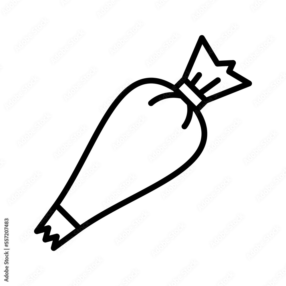 Piping bag icon. Pastry cream bag. Cake decorating tool. Piping bag icon. Pastry cream bag. Cake decorating tool.