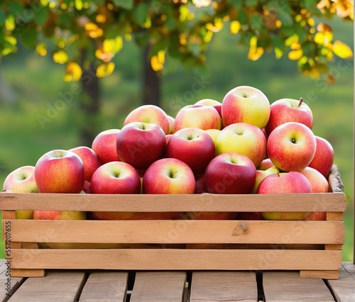 apples on a wooden board 