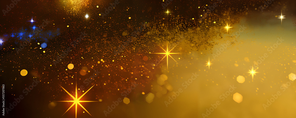 Golden defocused background with shining stars