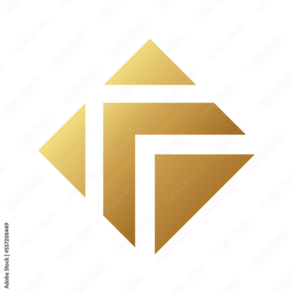 Golden Arrow Diamond Icon on a White Background