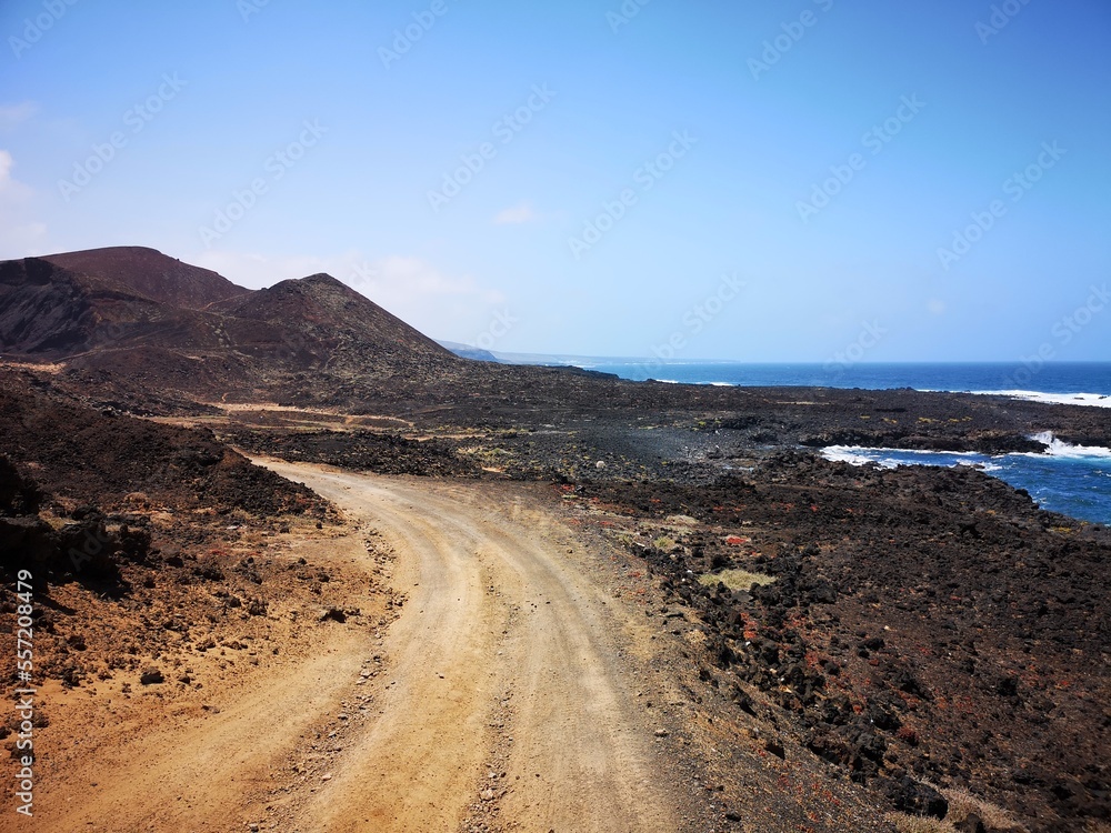 road to the volcano from the sea