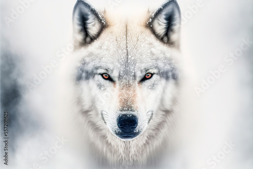 white wolf in the snow, generative ai © Gbor