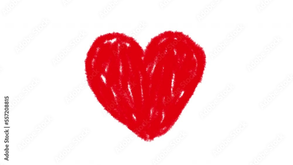 Hand drawn animation of red romantic heart Hand drawn animation of red romantic heart