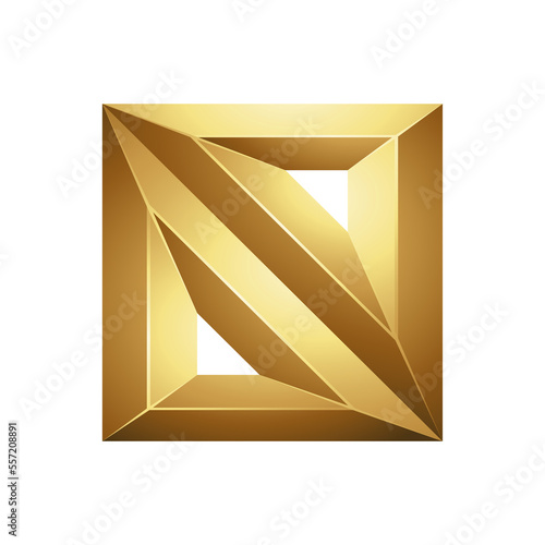 Golden Embossed Diagonal Square on a White Background