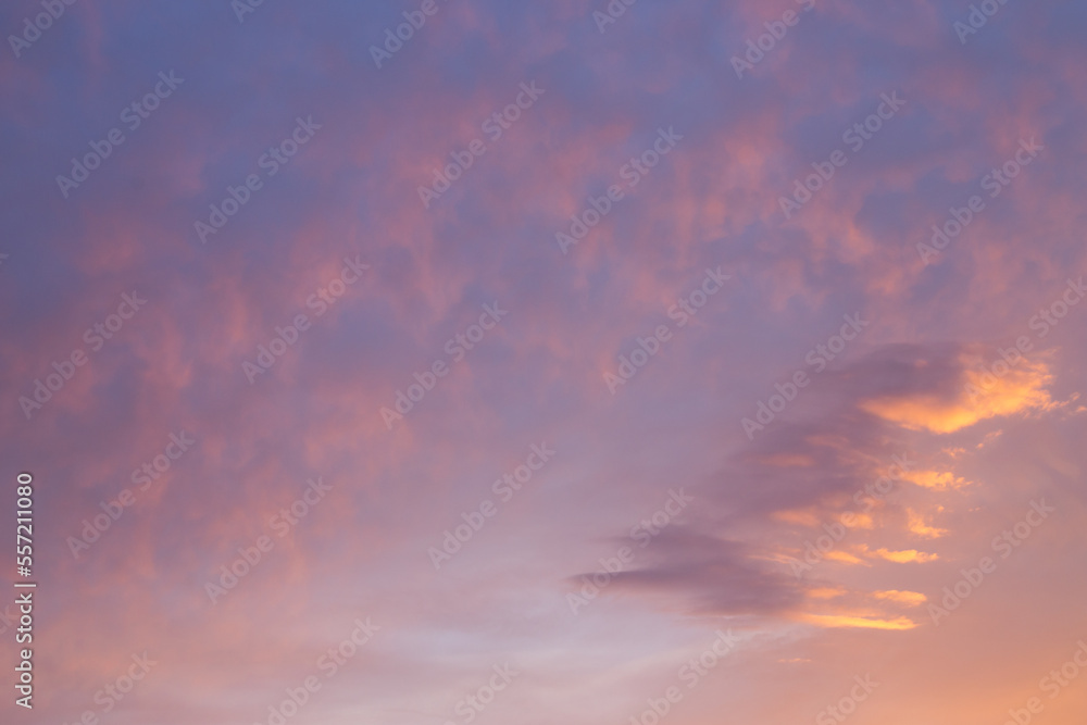 Sunset colors with clouds, pastel