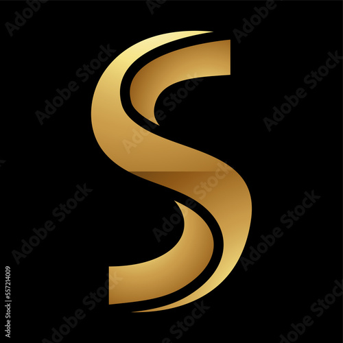 Golden Letter S Symbol on a Black Background - Icon 3