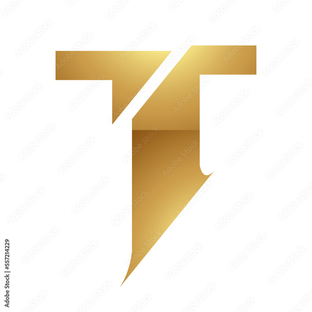 Golden Letter T Symbol on a White Background - Icon 9 Golden Letter T Symbol on a White Background - Icon 9