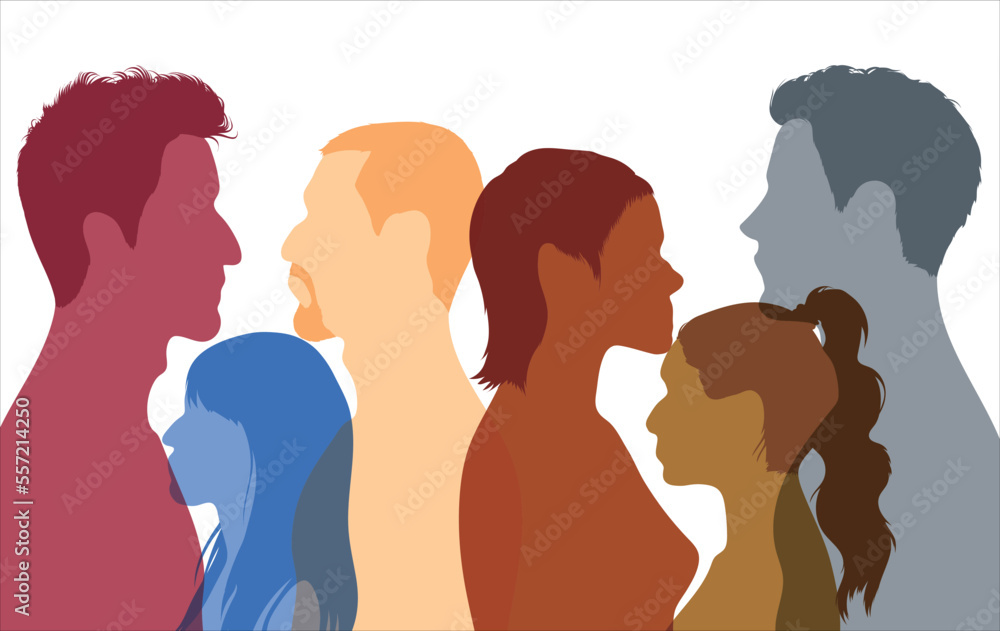 Various cultures and countries are represented in this group of men and women. Harmony and integration of multicultural communities. Multi-thnic diversity. Equal rights for all races.