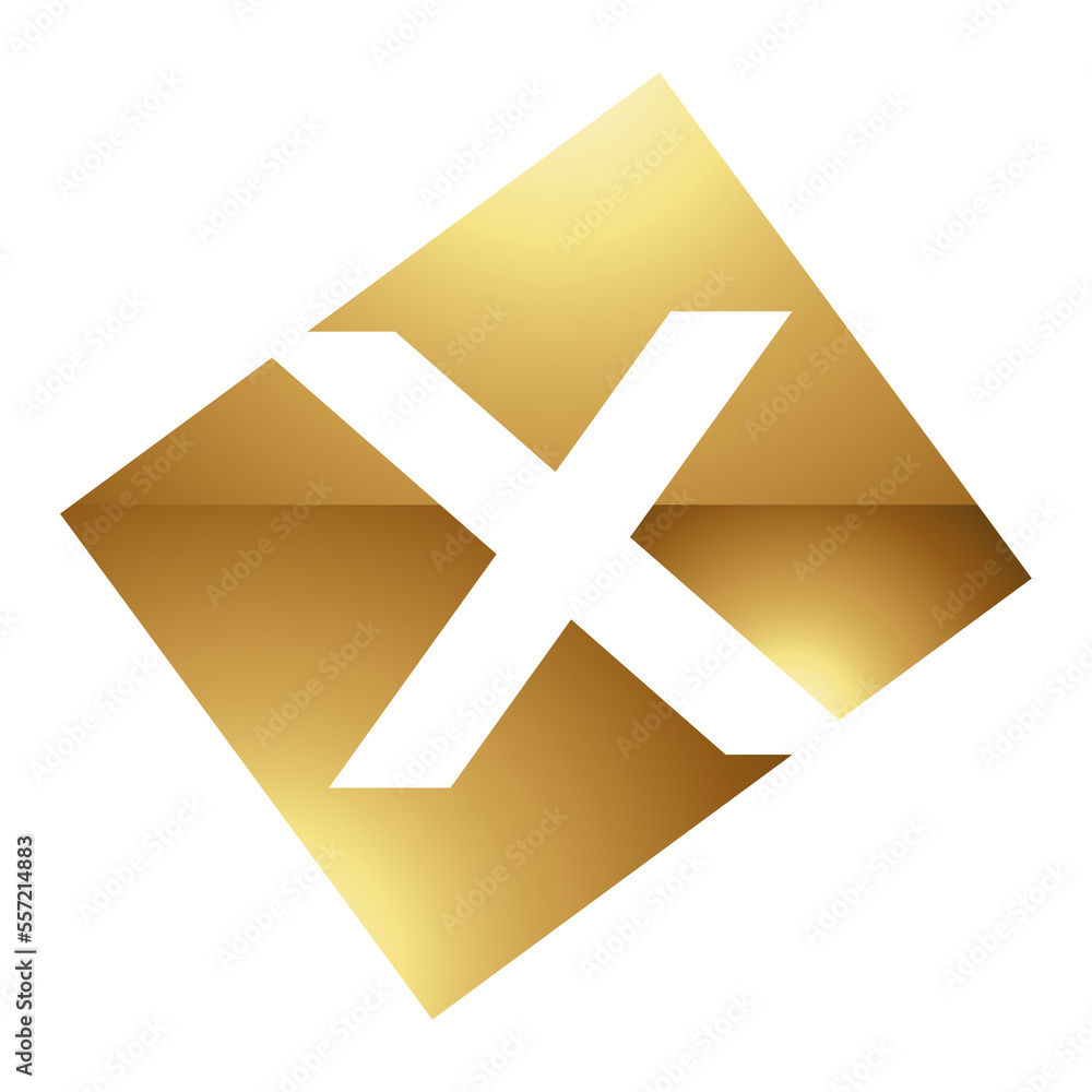 Obraz premium Golden Letter X Symbol on a White Background - Icon 9