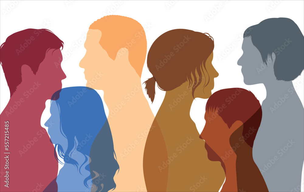 Men and women from different cultures and countries are grouped together. Racial equality and diversity of multi-ethnic people.