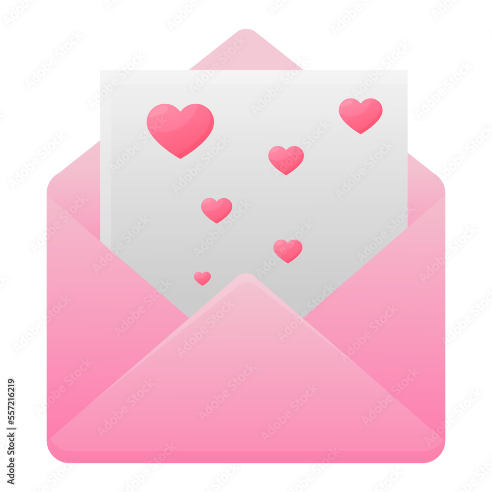 Romantic letter with hearts on a transparent background. Vector.