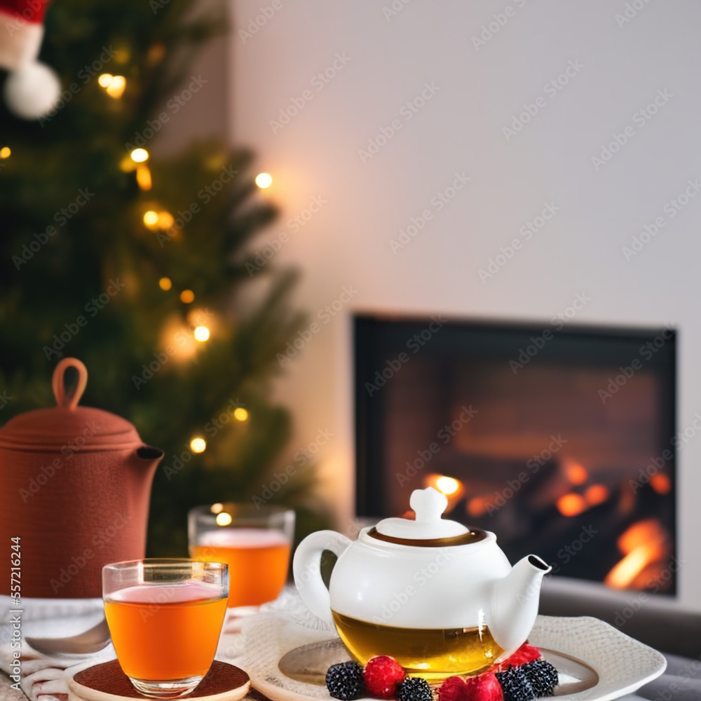 Fototapeta premium cup of tea with fruits and spices