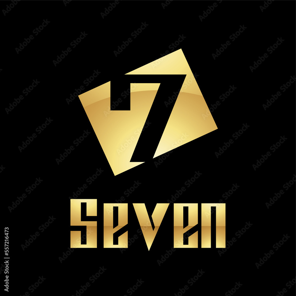 Golden Symbol for Number 7 on a Black Background - Icon 9 Golden Symbol for Number 7 on a Black Background - Icon 9