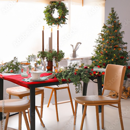 table and chairs during christmas in the dining room