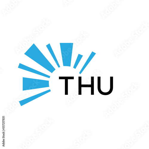 THU letter logo. THU blue image on white background and black letter. THU technology  Monogram logo design for entrepreneur and business. THU best icon.
