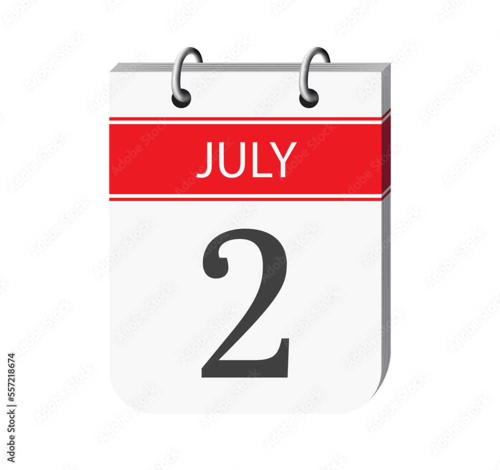 2 july calendar page vector. 3d one day calendar date appointment, deadline, event reminder illustration. Abstract three dimensional daily date calendar.
2 july calendar page vector. 3d one day calendar date appointment, deadline, event reminder illustration. Abstract three dimensional daily date calendar.