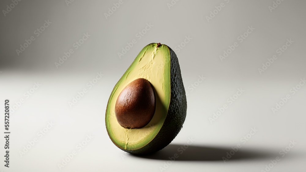Isolated avocado slice on a neutral background