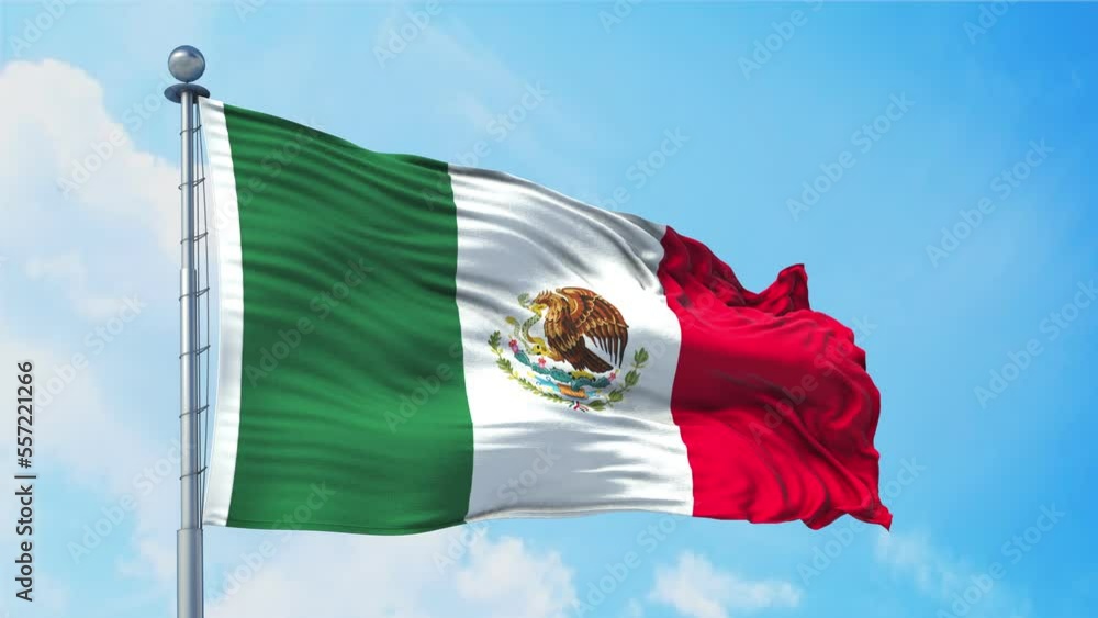 Vidéo Stock Mexican Flag Loop. Realistic 4K. 30 fps flag of the Mexico