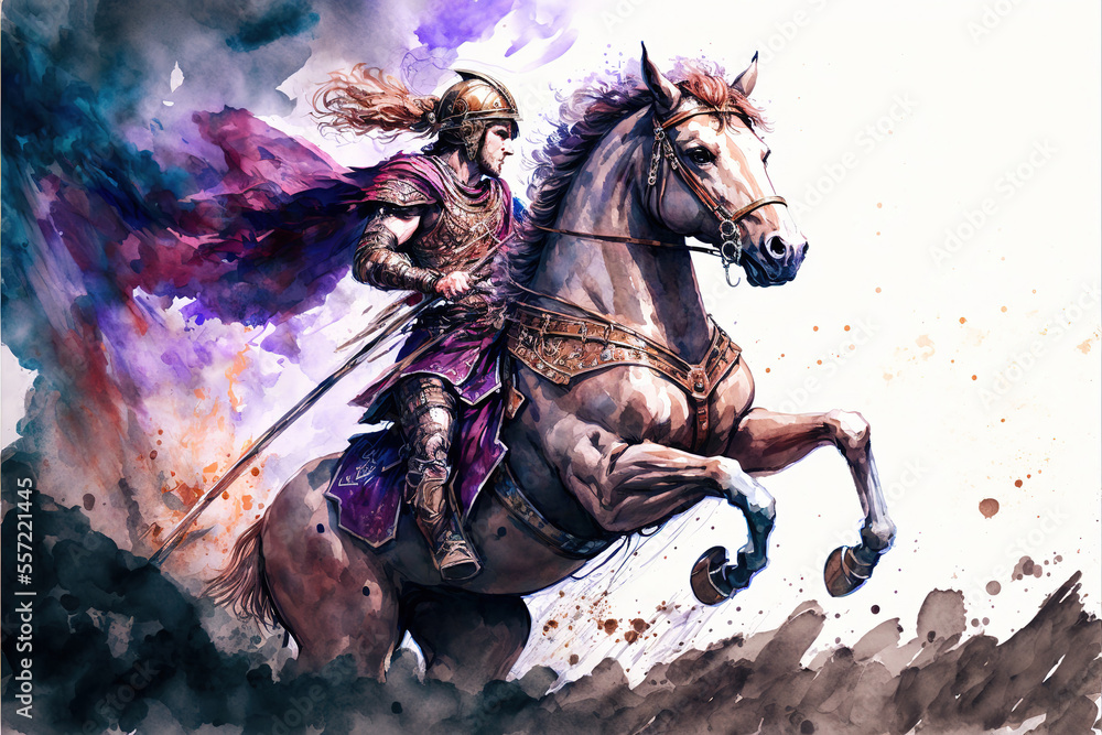 Stockillustratie Illustration of Alexander the Great riding horseback