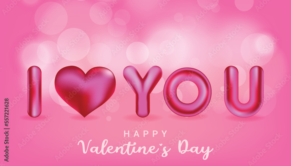 Realistic 3d I love you vector for valentines day