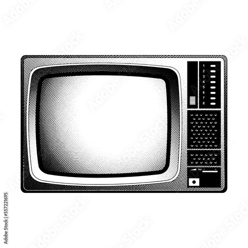 Scratchboard Engraved CRT TV