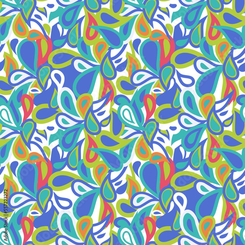 Repeating seamless Paisley Pattern vector abstract design, blue, beige, brown colours. 