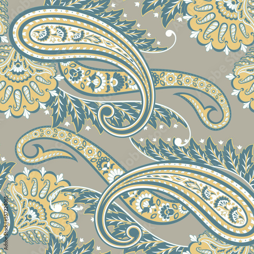 Floral Paisley Ornamental seamless vector pattern.