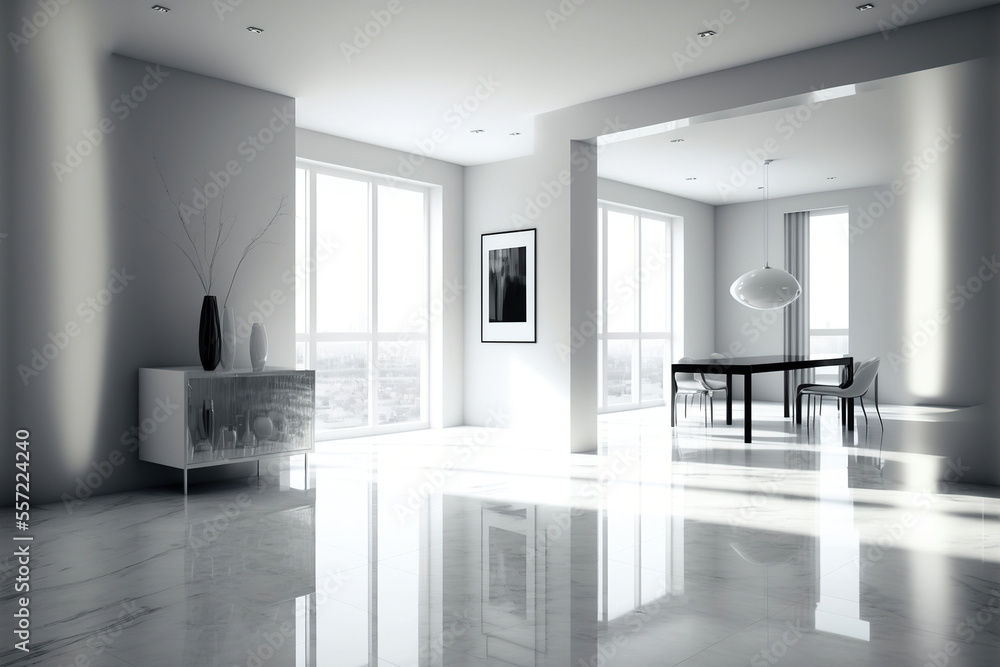 Fototapeta premium sunrays falling into apartment