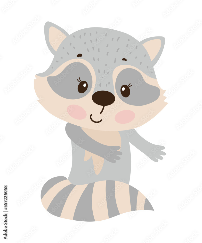 Cute cartoon illustration of raccoon. Cute cartoon illustration of raccoon.