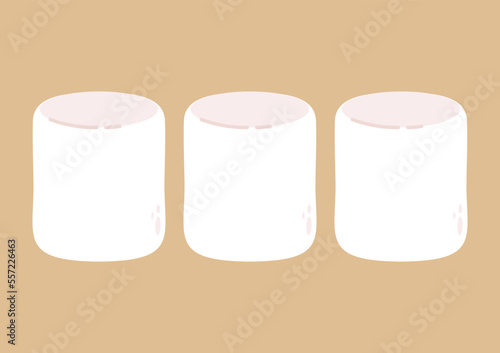 White marshmallows isolated on pink background. Pile of marshmallow.