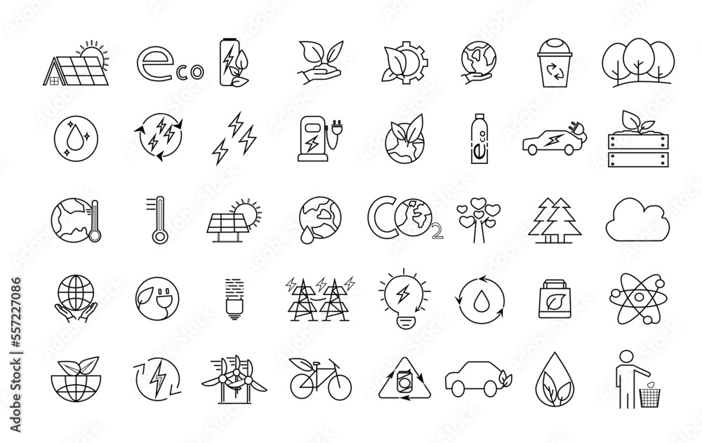 Ecology vector icons set. Nature icon. Eco green icons. Vector Ecology and Green Energy Power Line. Ecology vector icons set. Nature icon. Eco green icons. Vector Ecology and Green Energy Power Line.