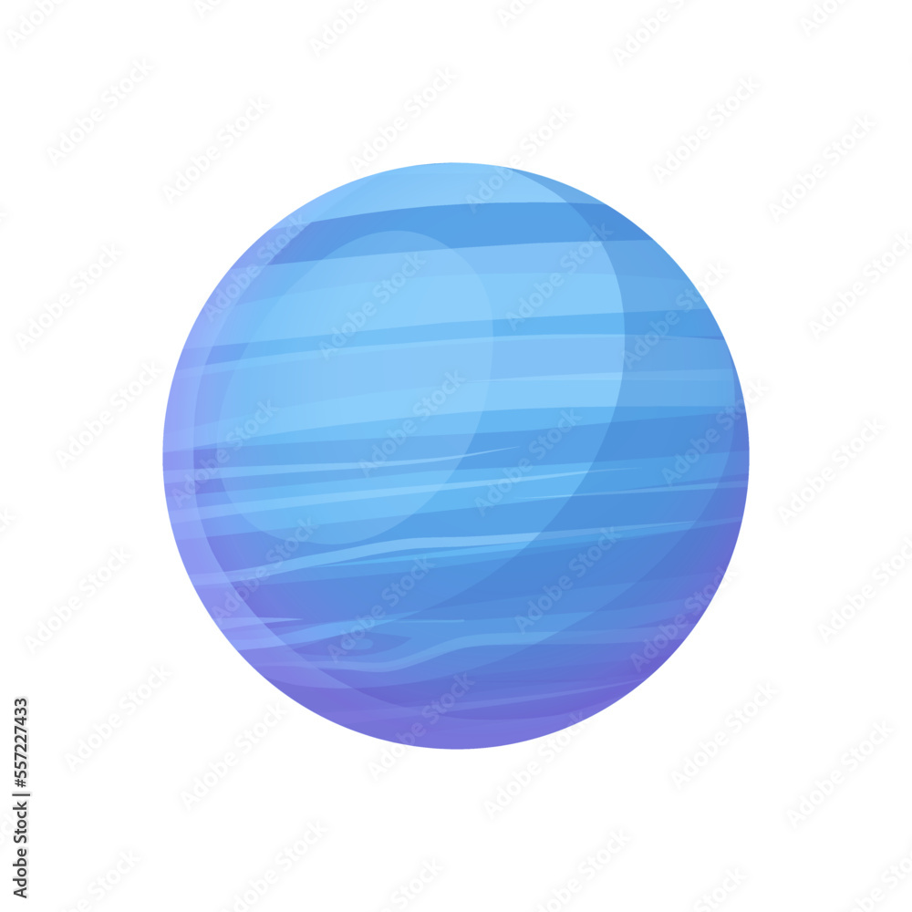 Neptune blue planet. Planet of solar system. Cartoon style vector illustration isolated on white background. 