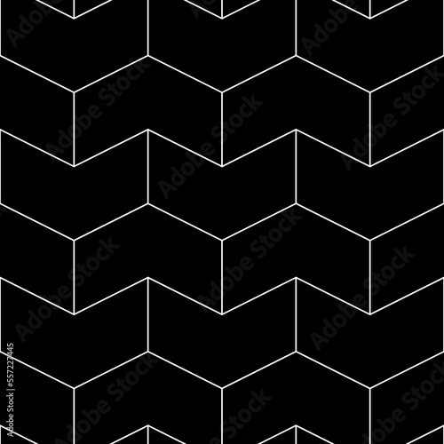 Seamless mosaic pattern. Zigzag figures ornament. Repeated puzzle shapes background. Arrows motif. Chevrons tiles wallpaper. Parquet backdrop. Digital paper, web design, textile print. Vector art work