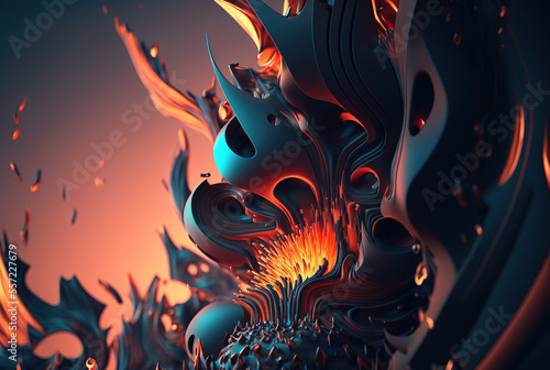 3D render abstract geometric background, dark creative shapes