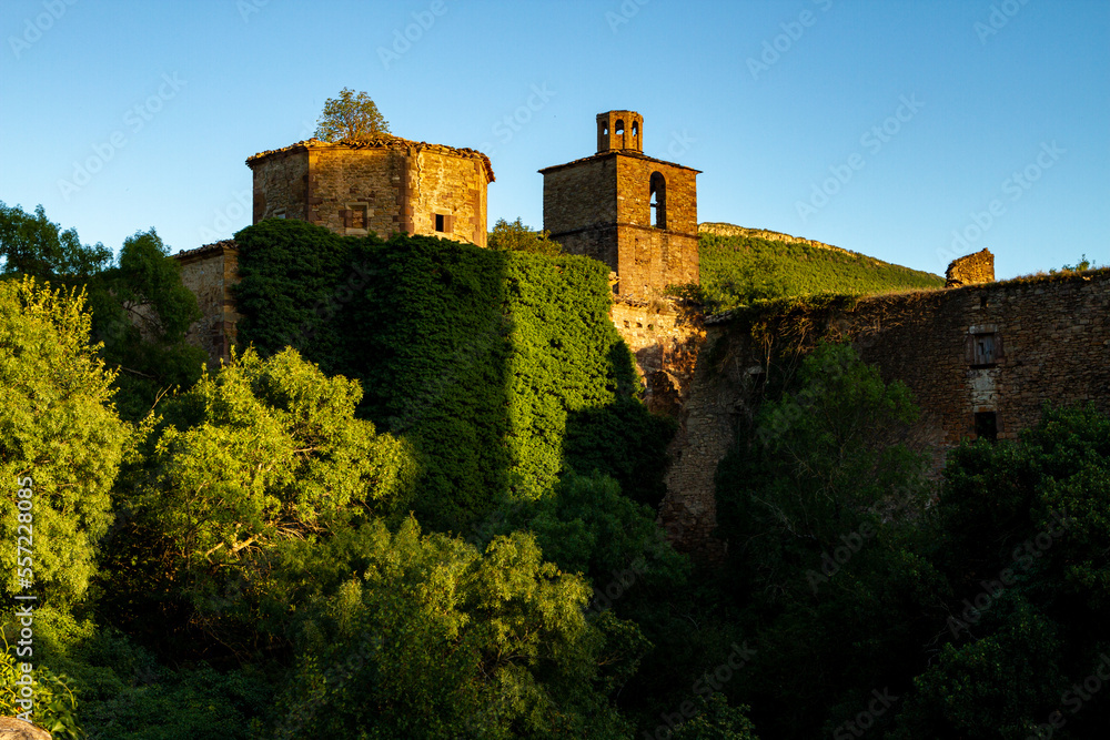 ruins of castle on St James way (Santiago) in Spain