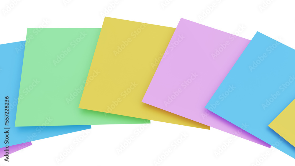 Closeup image of colorful paper notes. 3d rendering. Closeup image of colorful paper notes. 3d rendering.