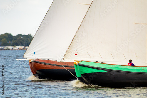 Traditional sailing boats racing on Sneekermeer, Friesland