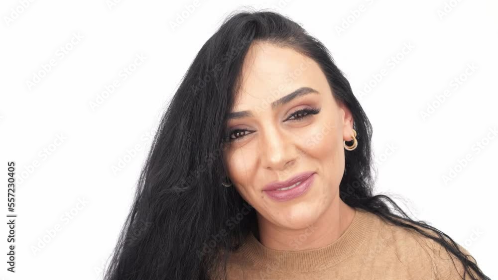 Caucasian Woman Smiling on White Background Caucasian Woman Smiling on White Background