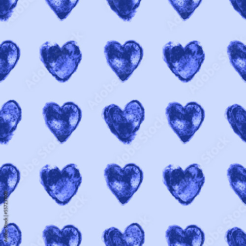 Watercolor seamless pattern with hearts. Bright watercolor romantic texture. ...