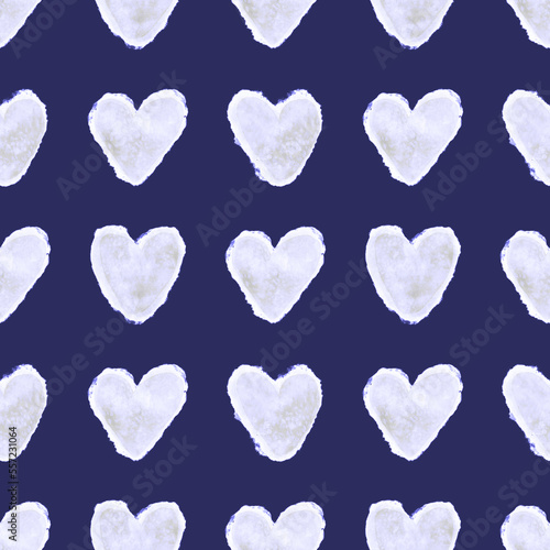 Watercolor seamless pattern with hearts. Bright watercolor romantic texture. ...