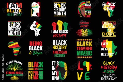 Print op canvas Black History Month bundle 20 designs, Black History month clipart