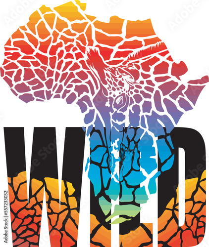 Africa map with giraffe skin