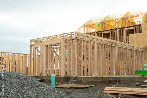 start of construction of a plywood house new