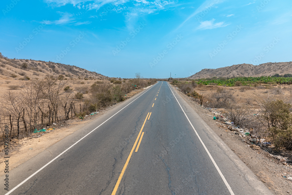 freeway in the mountainous nature of South America freeway in the mountainous nature of South America