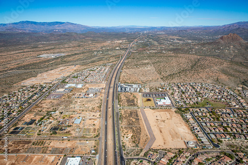 Aerial view from above Anthem, Arizona looking northbound along Interstate 17