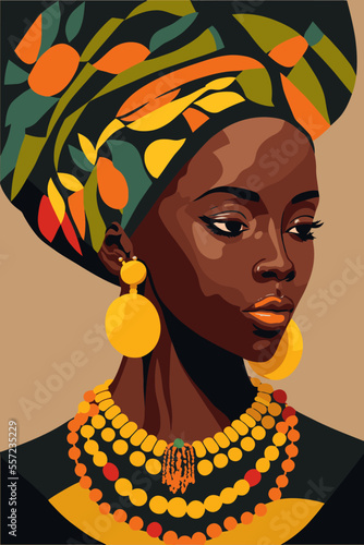 black african American woman with curly hair wall art matisse style