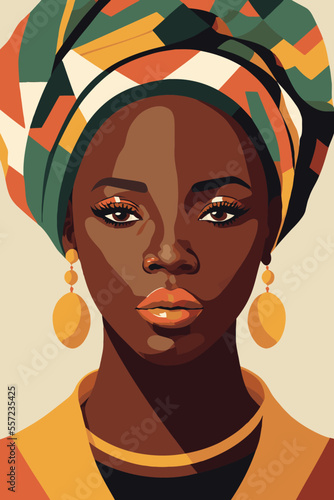 black african American woman with curly hair wall art matisse style