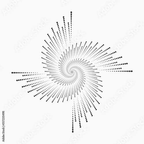 Fototapeta Naklejka Na Ścianę i Meble -  Circle halftone spiral background. dots abstract concentric circle. spiral, swirl, twirl element. Circular and radial dots helix. Segmented circle with rotation.	