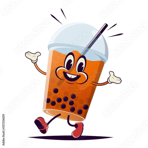 funny illustration of a happy bubble tea